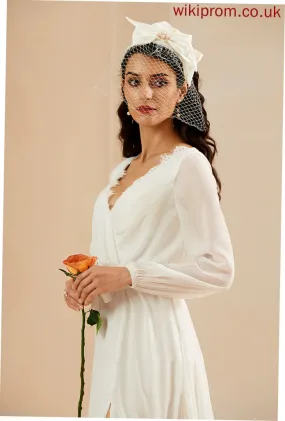 Split With Dress Janiah Wedding V-neck Wedding Dresses Lace Floor-Length A-Line Front