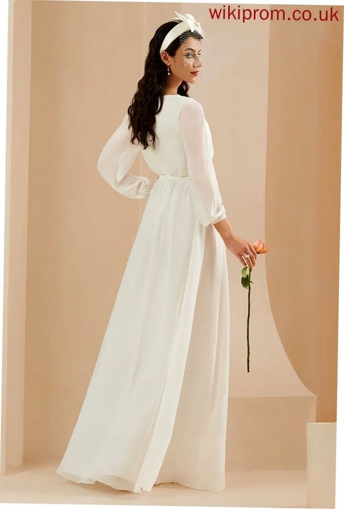 Split With Dress Janiah Wedding V-neck Wedding Dresses Lace Floor-Length A-Line Front