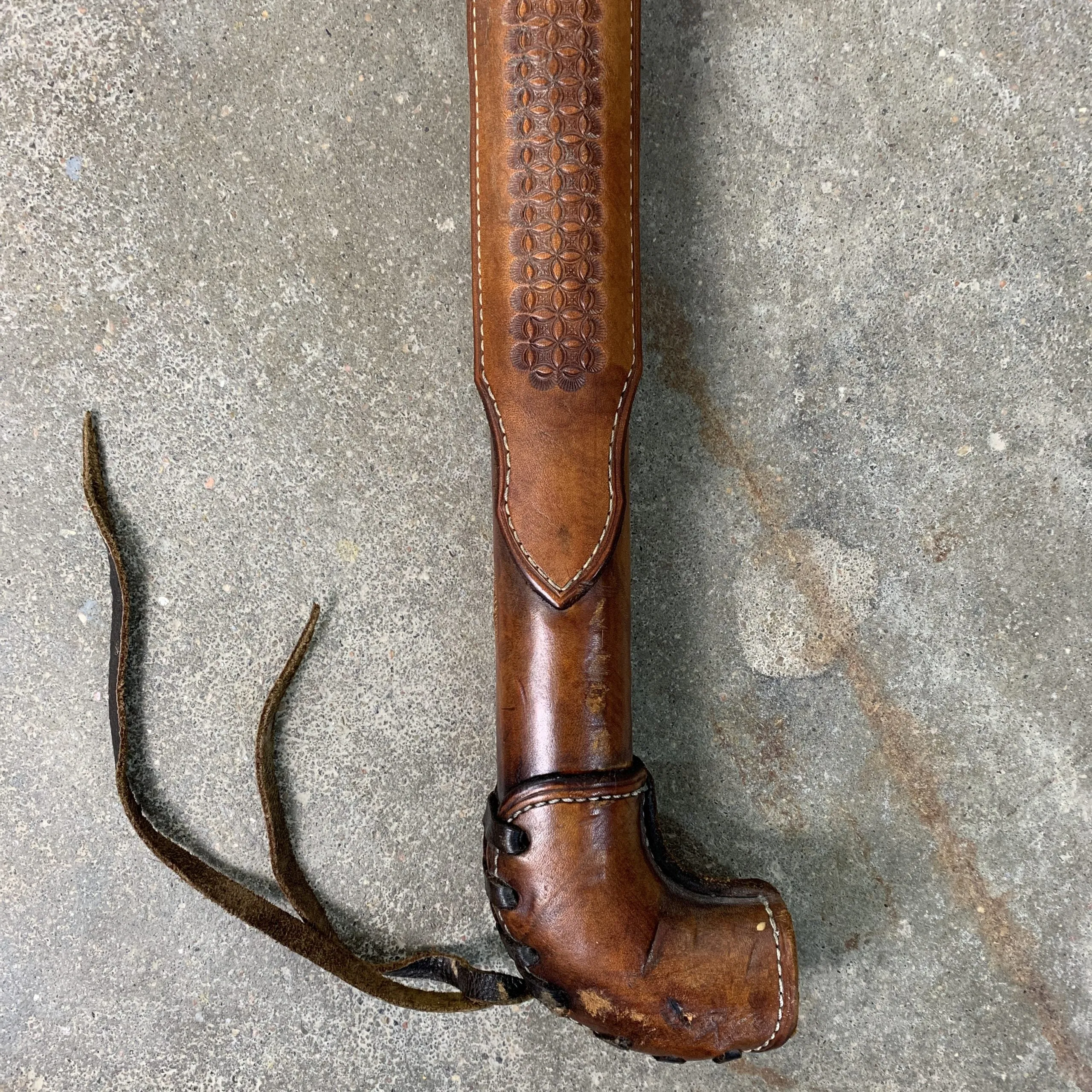 Stair Rail Section, Wrapped Leather, Western Style