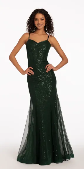 Sweetheart Mesh Sequin Corset Mermaid Dress