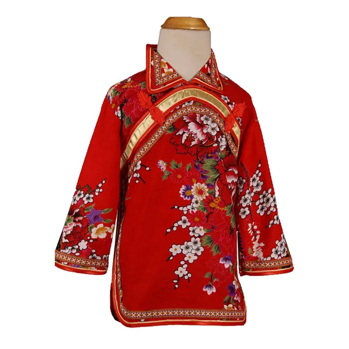 Traditional Cheongsam Top Floral Chinese Suit with Mandarin Sleeve