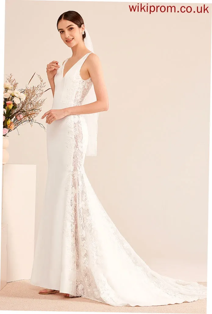 Train Scarlet Trumpet/Mermaid V-neck Lace With Wedding Dress Wedding Dresses Court