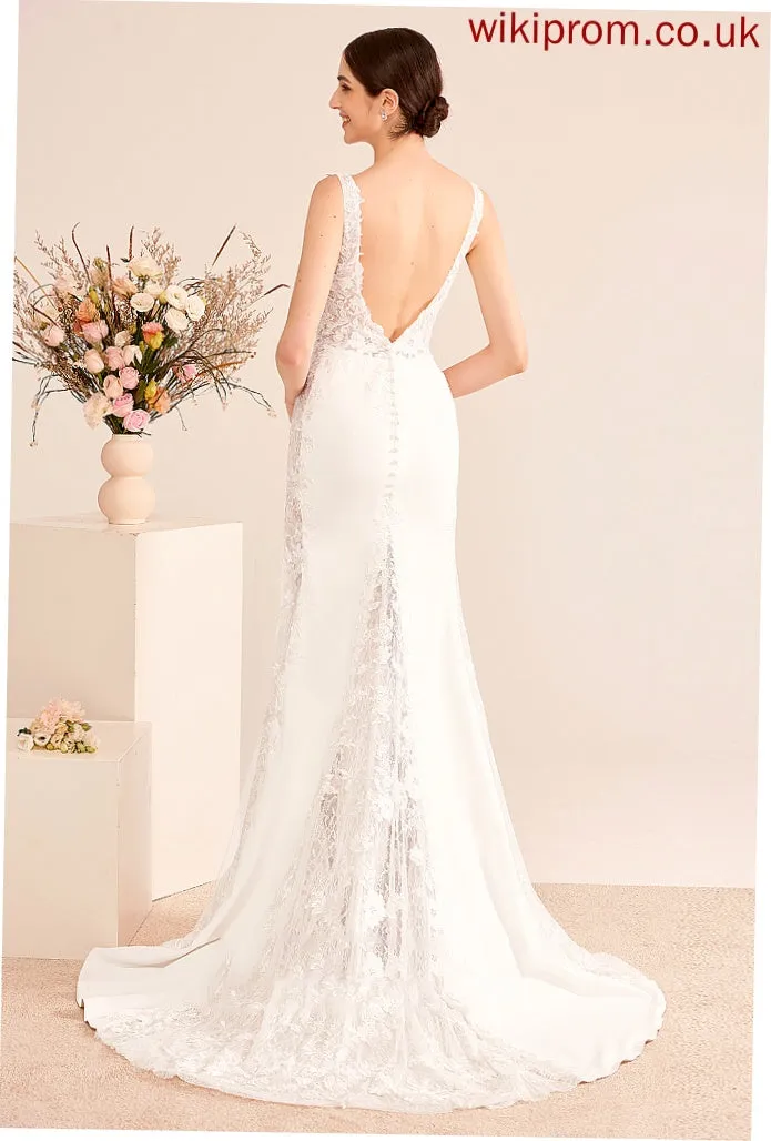 Train Scarlet Trumpet/Mermaid V-neck Lace With Wedding Dress Wedding Dresses Court