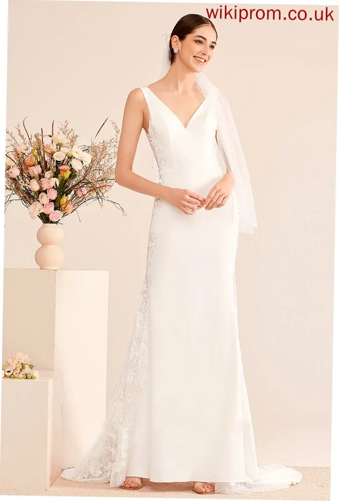Train Scarlet Trumpet/Mermaid V-neck Lace With Wedding Dress Wedding Dresses Court