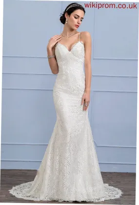 Train Wedding Lace Trumpet/Mermaid Court V-neck Rosie Wedding Dresses Dress
