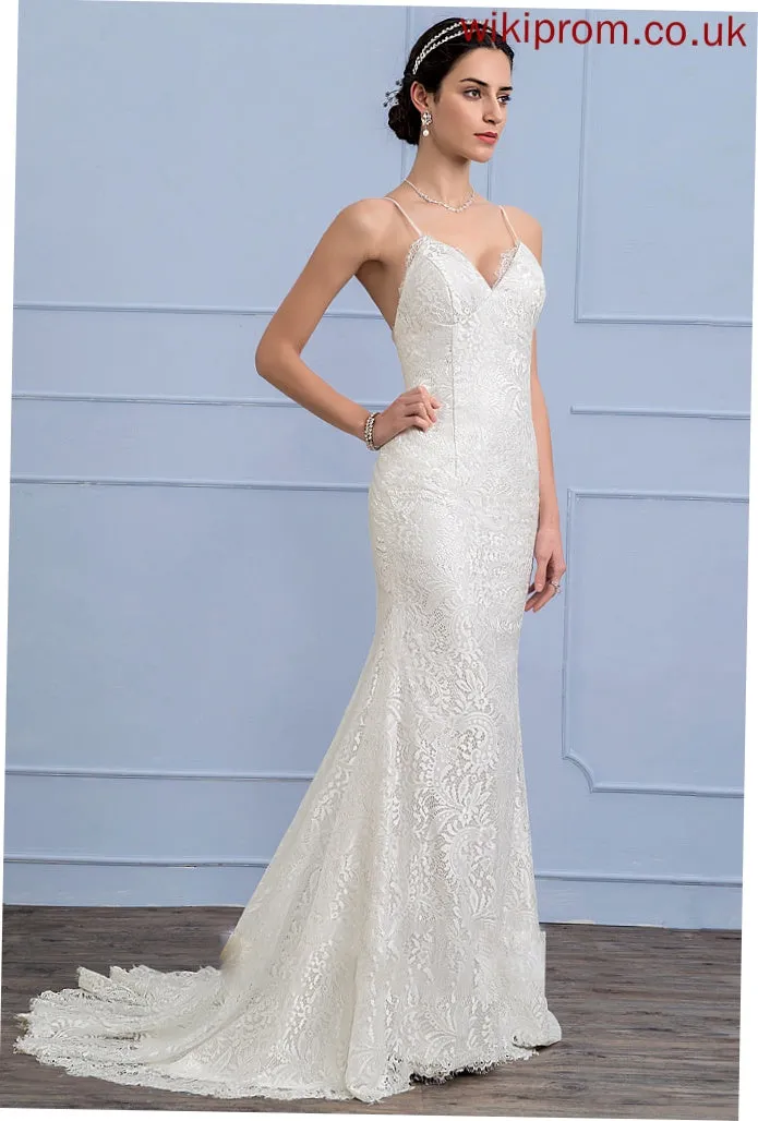 Train Wedding Lace Trumpet/Mermaid Court V-neck Rosie Wedding Dresses Dress