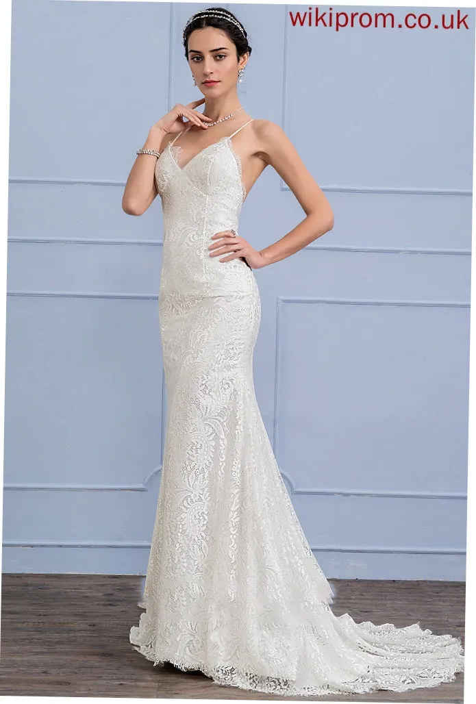 Train Wedding Lace Trumpet/Mermaid Court V-neck Rosie Wedding Dresses Dress