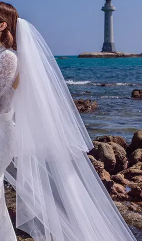 Tulle 2 layers long Wedding Bridal  veils 3 meter Two tier bridal veils