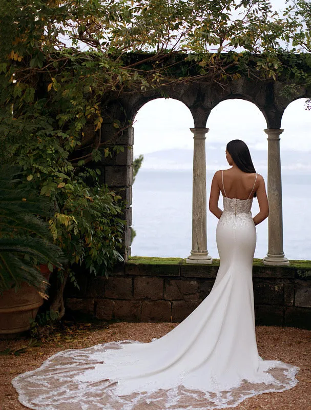 Tulle V Neck Princess Gown White Wedding Dress