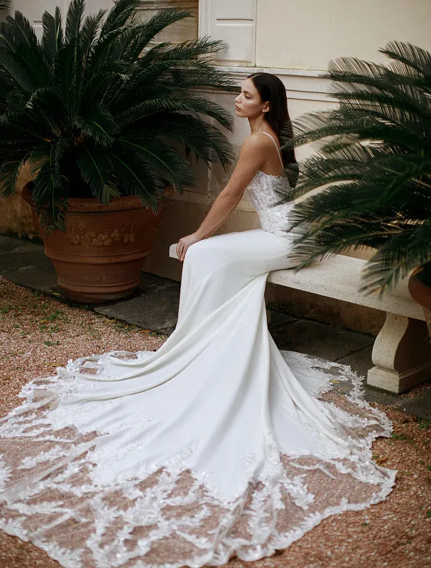 Tulle V Neck Princess Gown White Wedding Dress