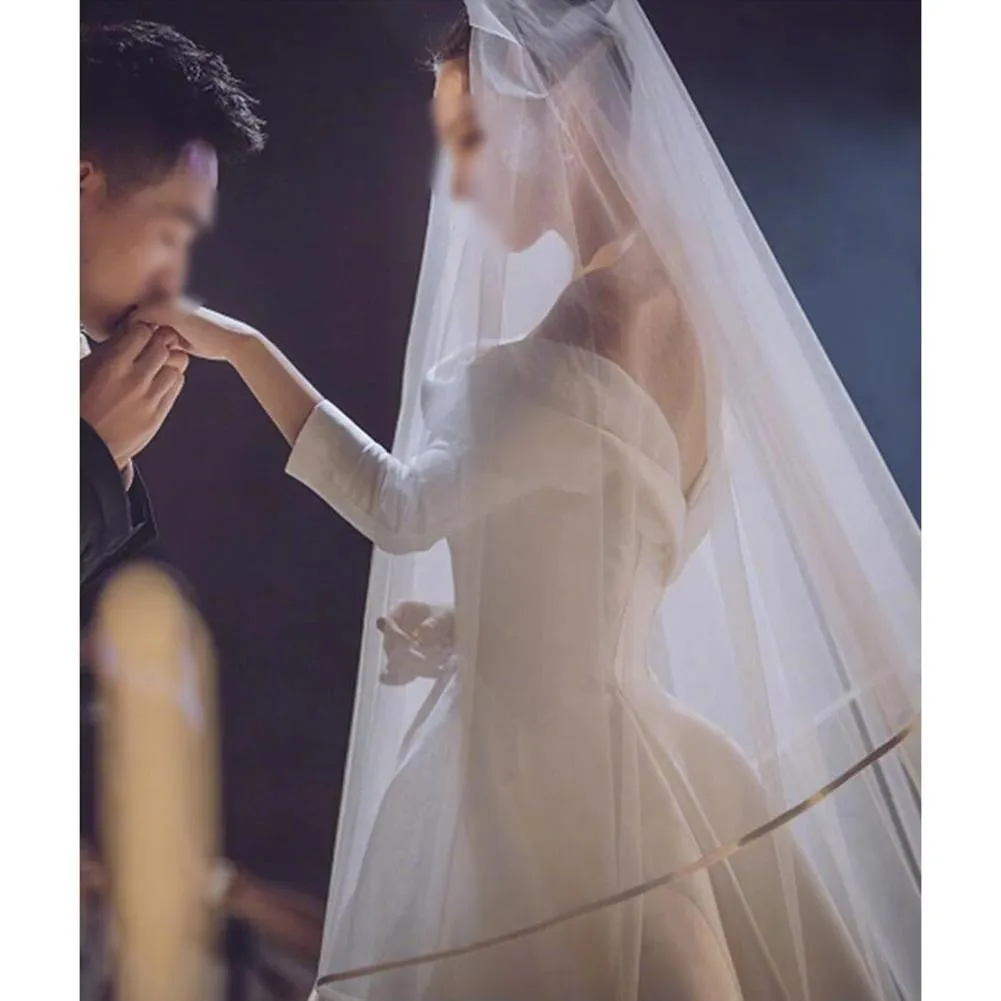 Two Layer Long Bridal Veil with Edge