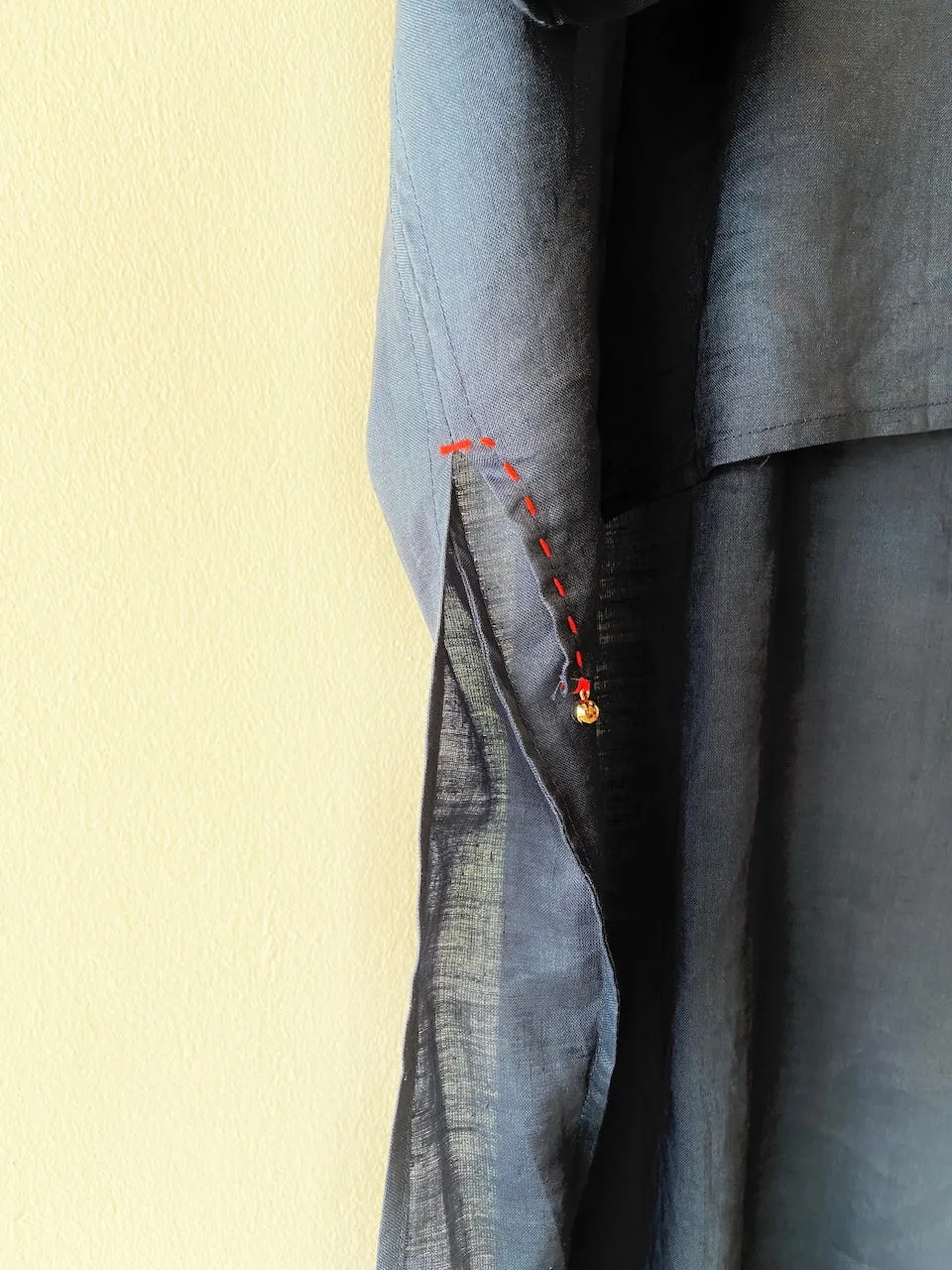 V-neck Blue Linen Casual Suit