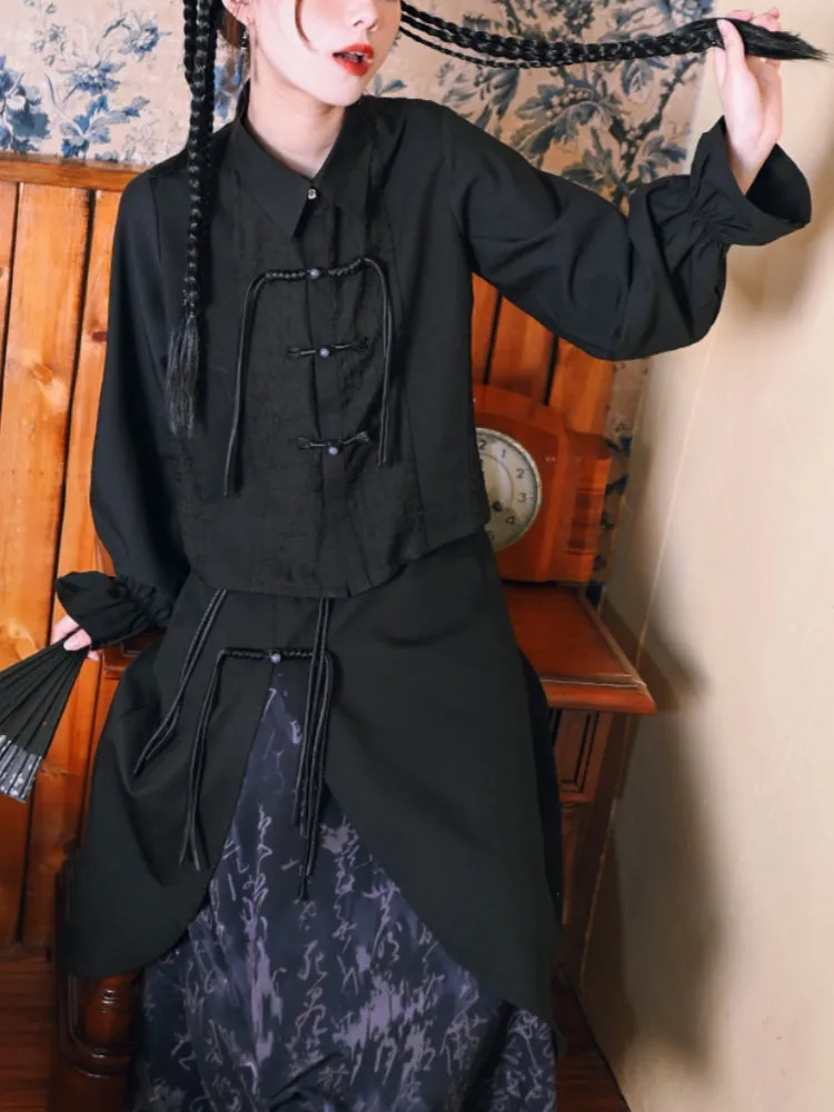 Vintage Chinese Style Lantern Sleeve Shirt