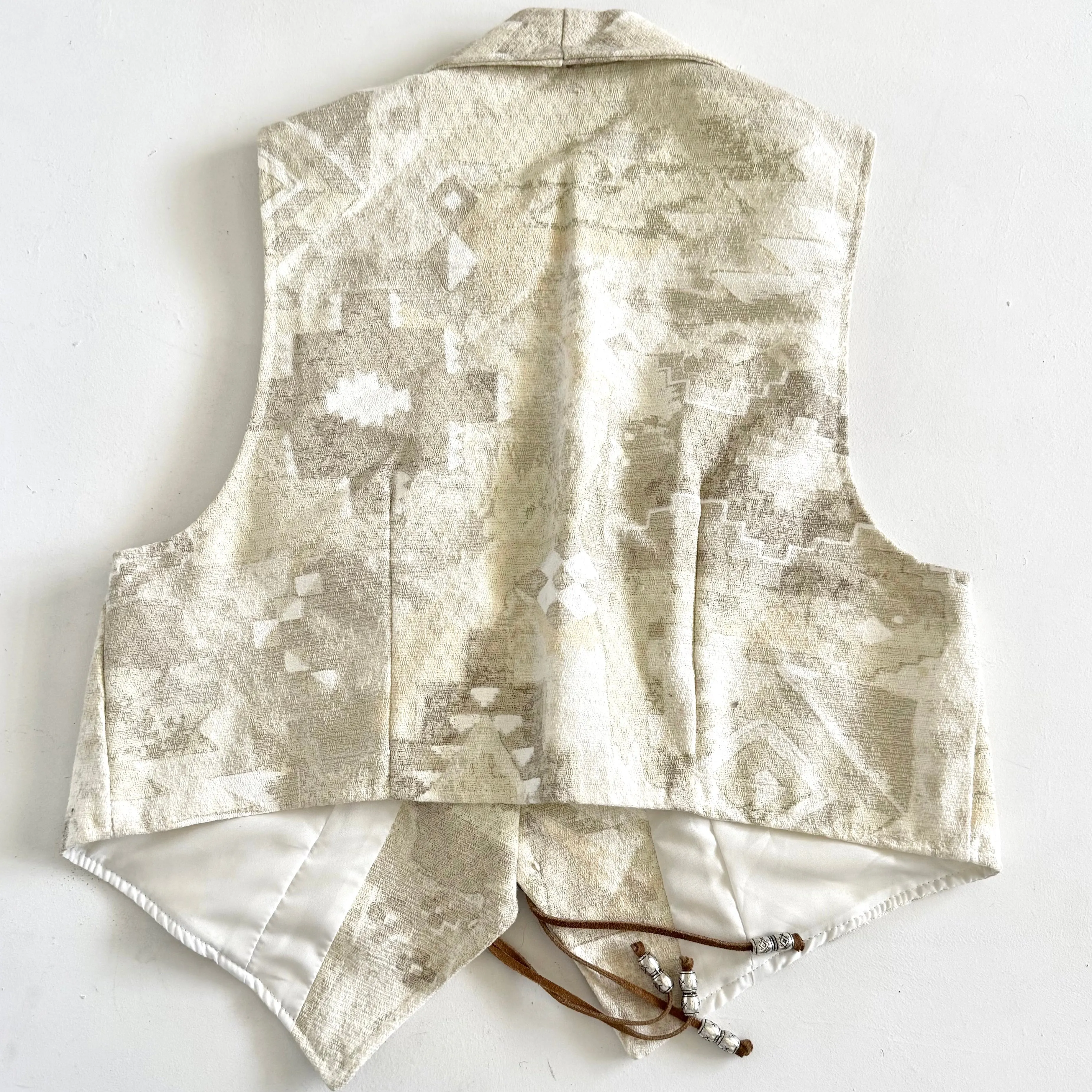 Vintage Sweetgrass, Open Aztec Western Style Vest with Tassels