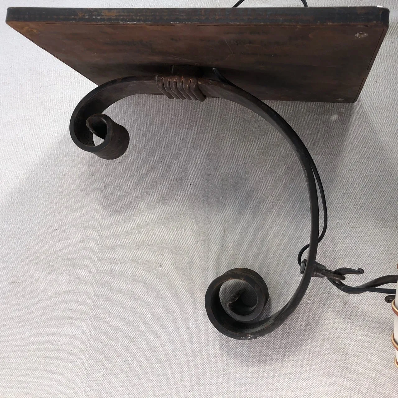 Visual Comfort Wall Sconce, Hand Forged Iron with Pendant Paper Shade, Leather Trim