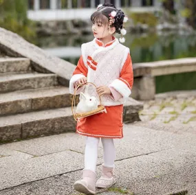 Wadded Cheongsam & Waistcoat Girl's Traditional Chinese Suit