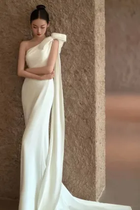 Wedding Dress White Satin Trailing Dress