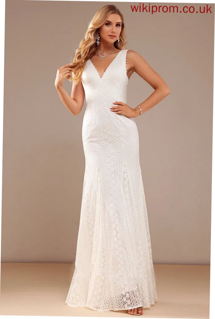 Wedding Dresses V-neck Ryleigh Floor-Length Trumpet/Mermaid Lace Dress Wedding