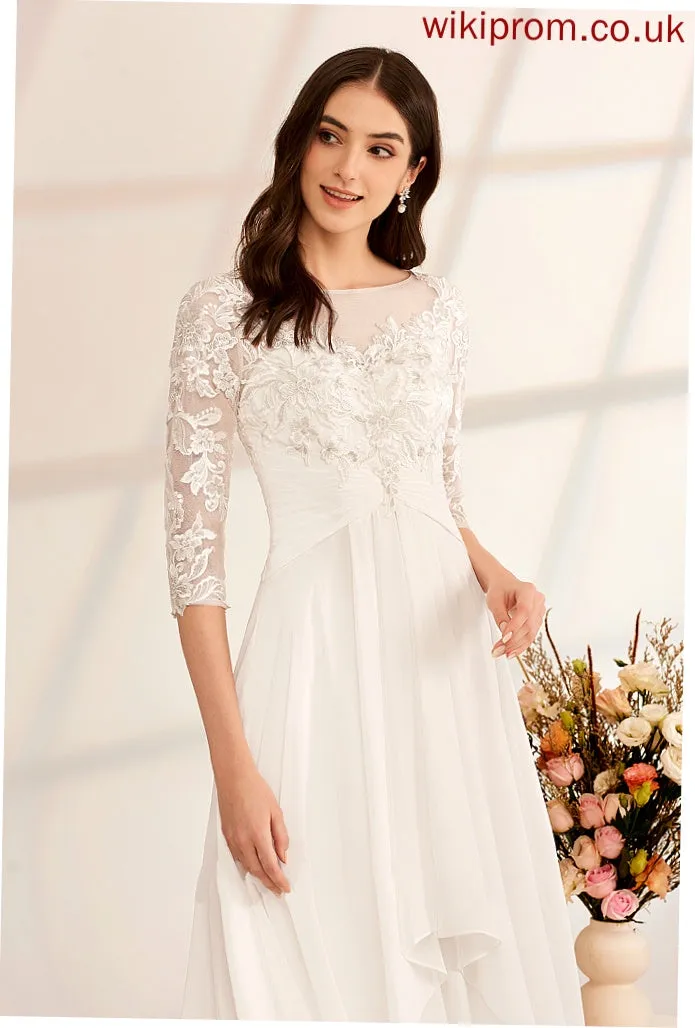 Wedding Floor-Length Wedding Dresses Illusion Ruffle With Dress Elliana Beading A-Line