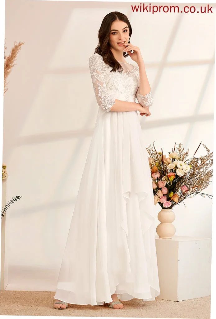 Wedding Floor-Length Wedding Dresses Illusion Ruffle With Dress Elliana Beading A-Line