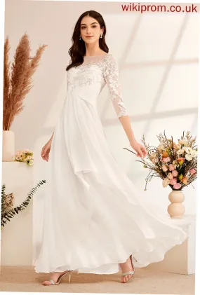 Wedding Floor-Length Wedding Dresses Illusion Ruffle With Dress Elliana Beading A-Line