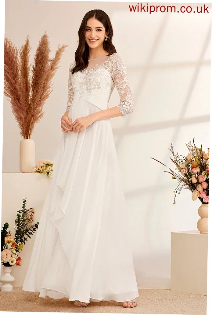 Wedding Floor-Length Wedding Dresses Illusion Ruffle With Dress Elliana Beading A-Line
