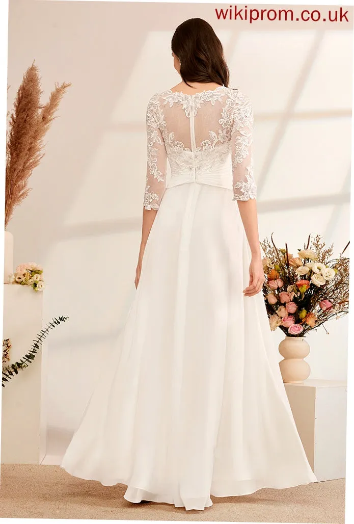 Wedding Floor-Length Wedding Dresses Illusion Ruffle With Dress Elliana Beading A-Line