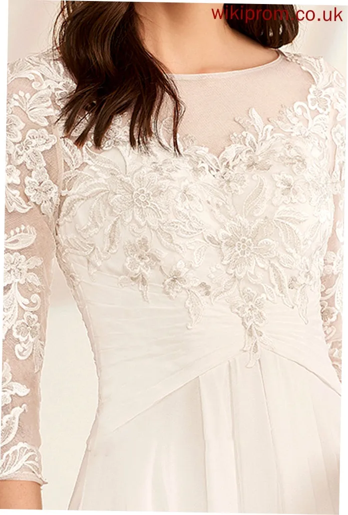 Wedding Floor-Length Wedding Dresses Illusion Ruffle With Dress Elliana Beading A-Line