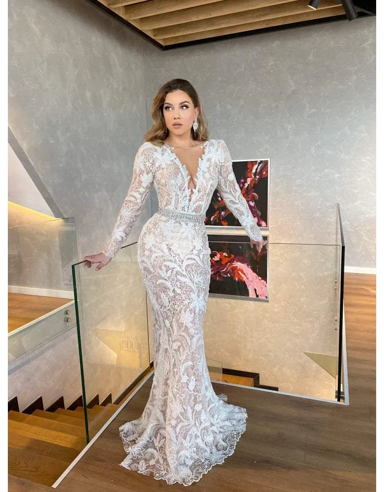 Wedding Gown With Lace with Removable Skirt