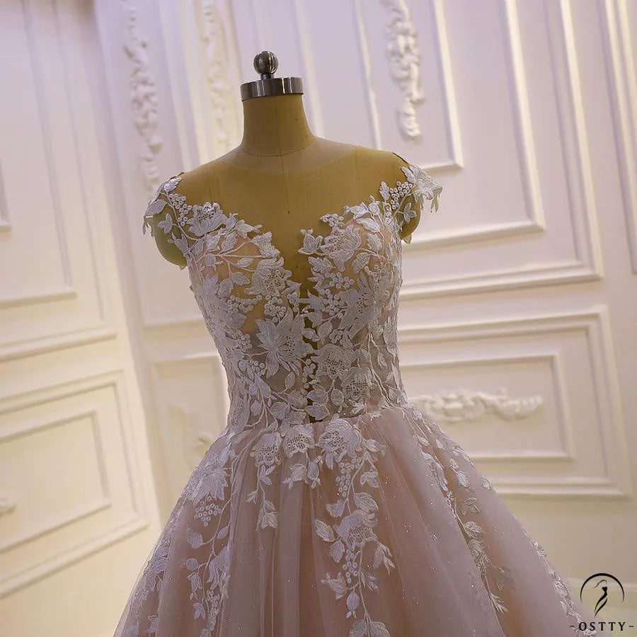 White V Neck Sleeveless Wedding Dress Ball Gown OS801