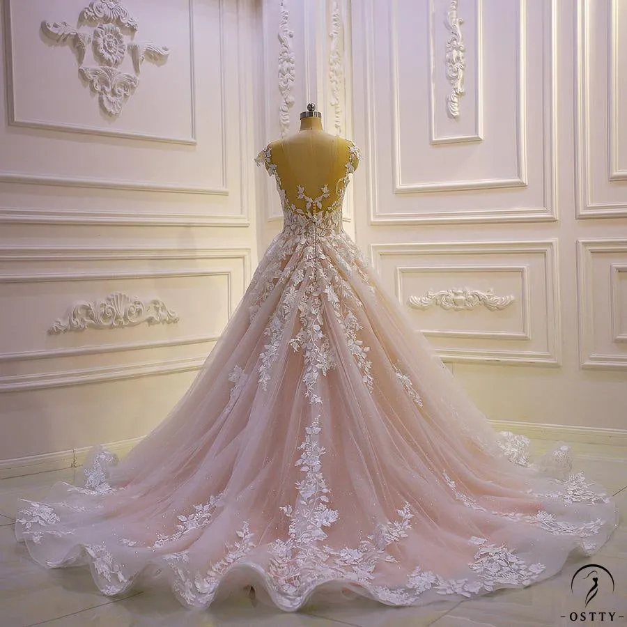 White V Neck Sleeveless Wedding Dress Ball Gown OS801