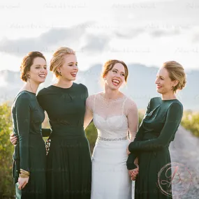 Winter Hot Sale Green Jersey Long Sleeve Round Neck Modest Long Bridesmaid Dress. AB1181