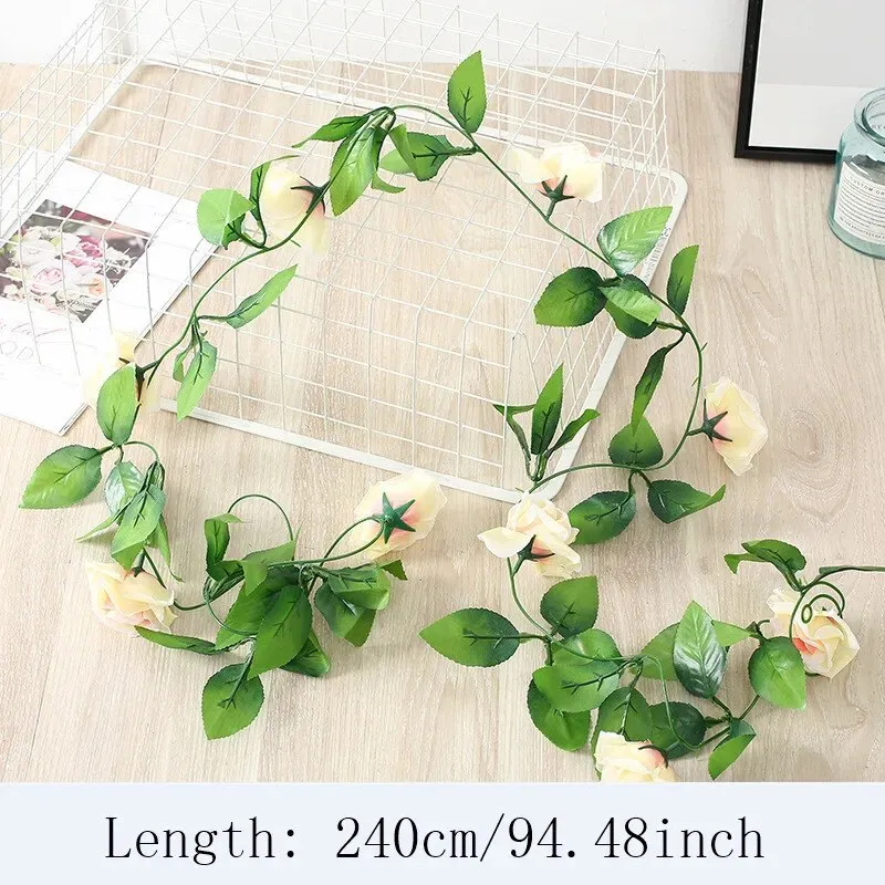 Wisteria Artificial Flowers Vine Garland Wedding Arch Decor Backdrop Fake Plants Foliage Rattan Trailing Faux Flowers Ivy Wall
