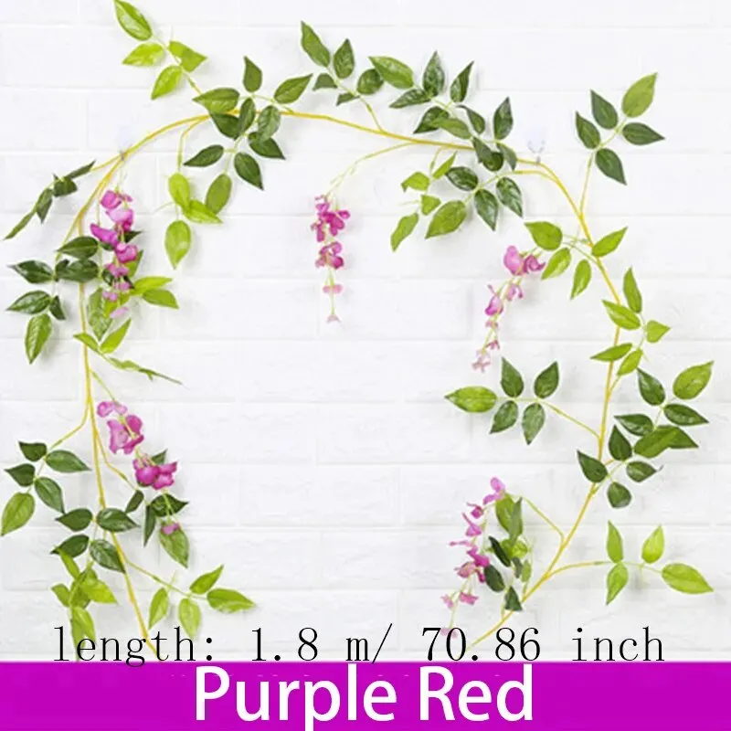 Wisteria Artificial Flowers Vine Garland Wedding Arch Decor Backdrop Fake Plants Foliage Rattan Trailing Faux Flowers Ivy Wall