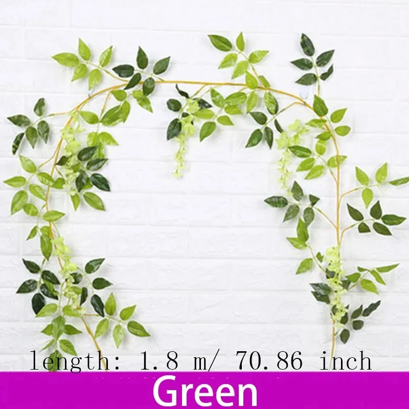 Wisteria Artificial Flowers Vine Garland Wedding Arch Decor Backdrop Fake Plants Foliage Rattan Trailing Faux Flowers Ivy Wall