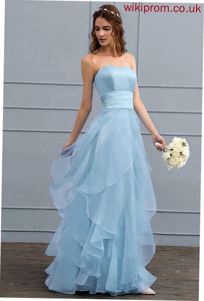 With Ruffles Floor-Length Wedding Dresses Cascading Organza Wedding Sweetheart Jode A-Line Dress