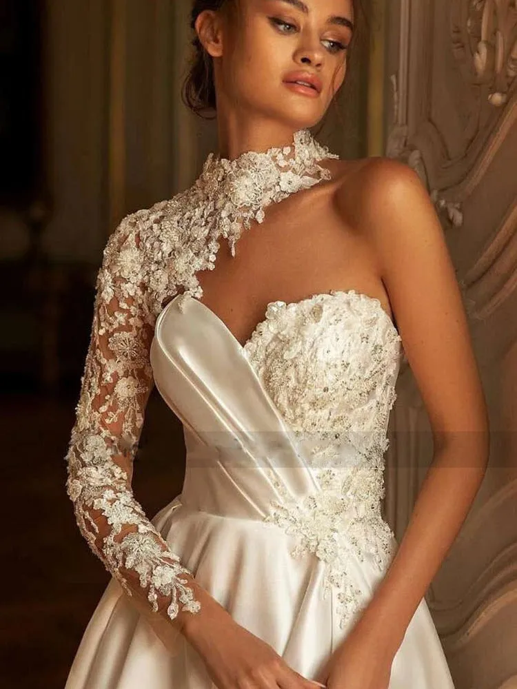 Women's Floor-Length Wedding Dress With Open Back