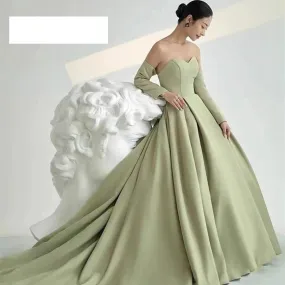 Women's Satin Green Wedding Dress