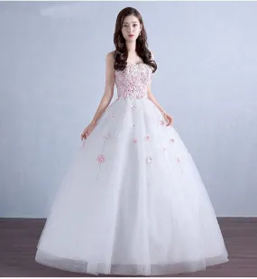 Women's White Long Wedding Dress With Appliques