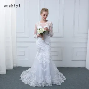 wuzhiyi Robe De Mariage Applique Long Mermaid Wedding Dress 2017