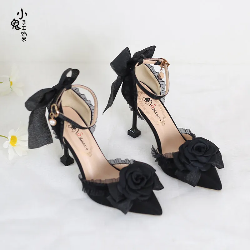 Xiaogui~Elegant Lolita High-Heeled Camellia Bows Shoes