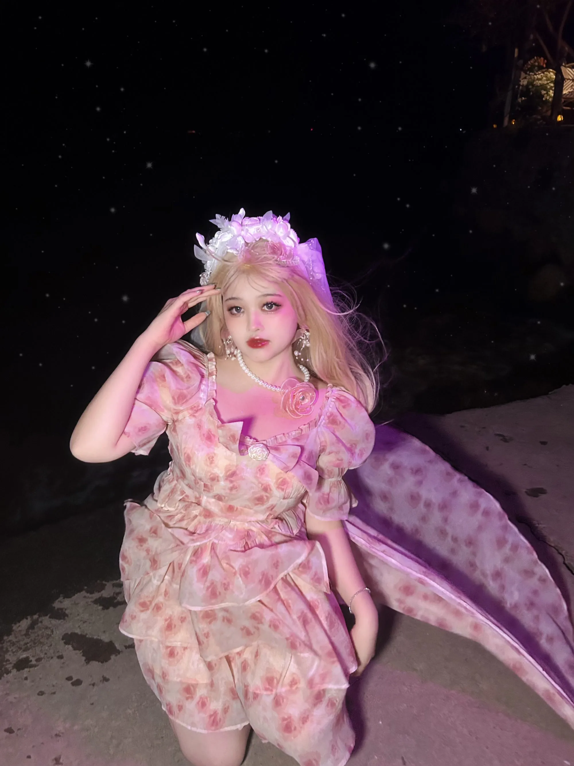 Yingtang~Berlin Rose~Plus Size Lolita Dress Puffy Trailing Floral Print