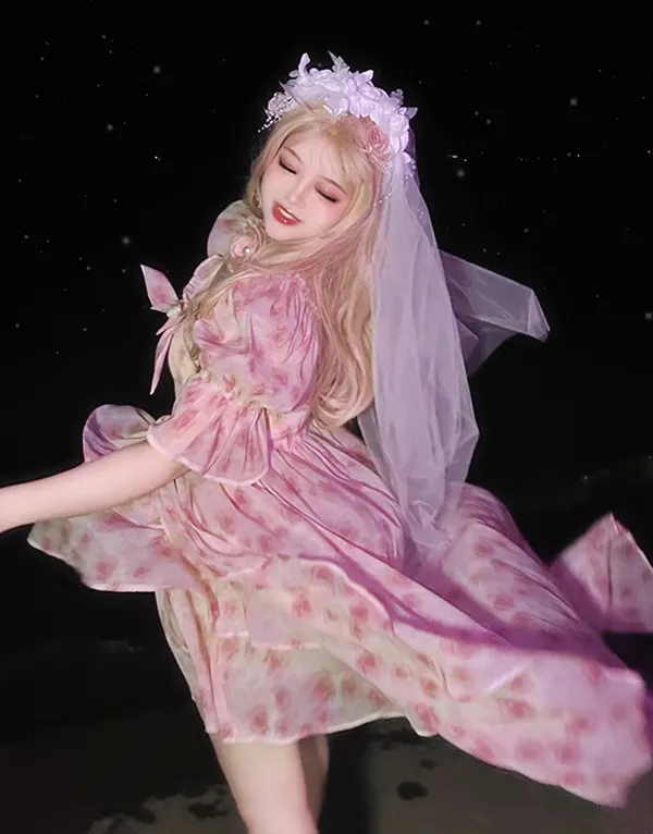 Yingtang~Berlin Rose~Plus Size Lolita Dress Puffy Trailing Floral Print