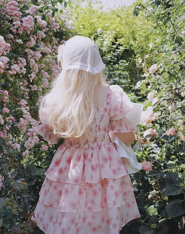 Yingtang~Berlin Rose~Plus Size Lolita Dress Puffy Trailing Floral Print