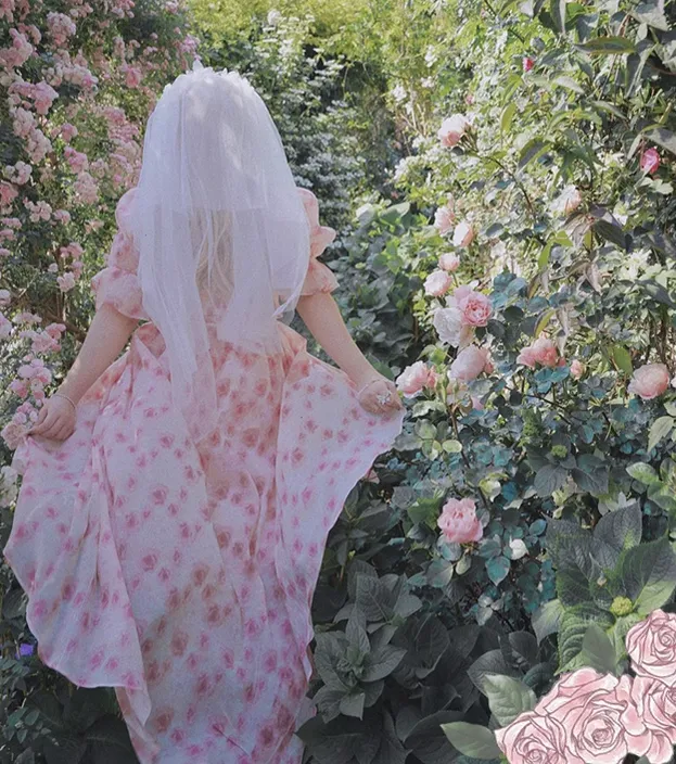 Yingtang~Berlin Rose~Plus Size Lolita Dress Puffy Trailing Floral Print